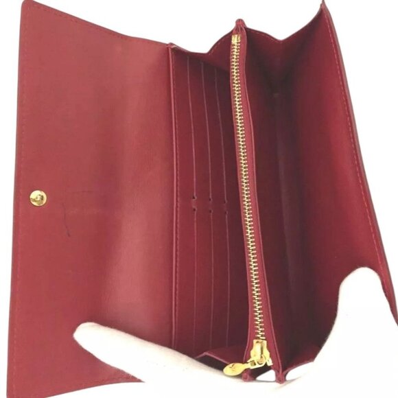 293219AR (X2) Louis Vuitton Wallet Long Rayeur Porte Feuille Sarah Red Monogram - Picture 6 of 9